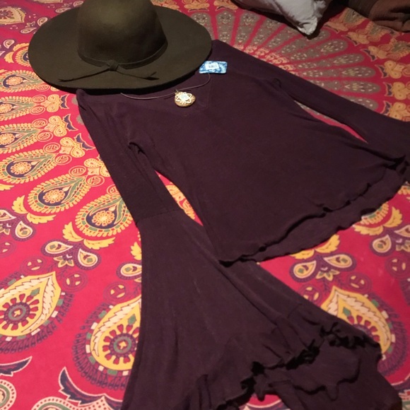 Free people intimately plum bell sleeve top - Picture 2 of 5